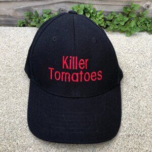 ULTRA FIT Killer Tomatoes Fitted Hat L/XL Men's Black Baseball Cap